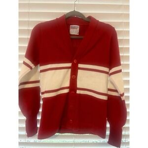 Womens Varsity Cheerleader Supply Co. Inc. Cardigan Sweater Red And White